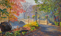 Early Morning Fall Lake Bridge; 36x60